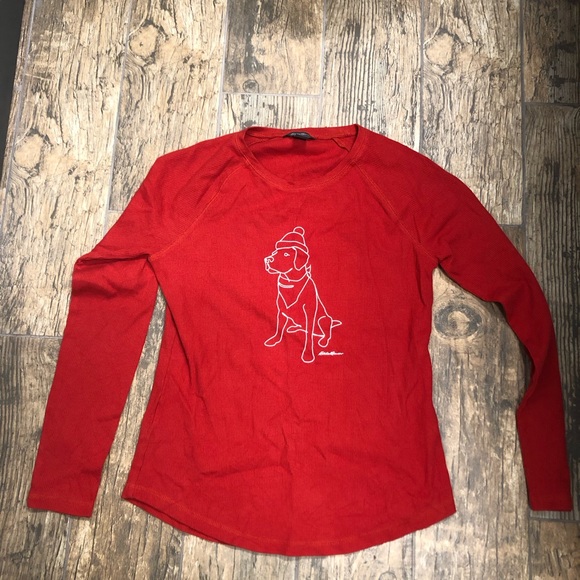 Eddie Bauer, small, waffle, Christmas, lab in a beanie long sleeve - Picture 5 of 5